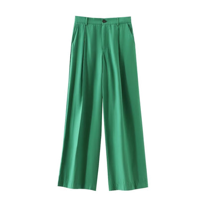Women’s Casual Draped Pants shown front-on on model — Fifi London Summer collection
