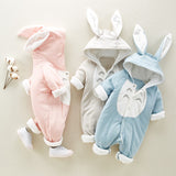 The new cotton padded cotton baby romper thickened chinchilla hooded cotton baby Onesies newborn go climbing clothes - FIFI LONDON