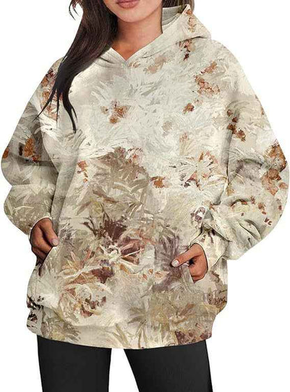 Women’s Oversized Hoodie Sweatshirt shown front-on on model — Fifi London Autumn collection