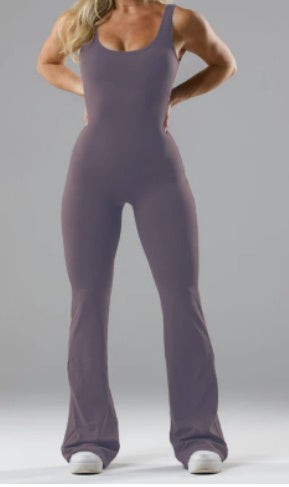 Slim Fit Hip Raise Jumpsuit shown front-on on model — Fifi London Summer collection