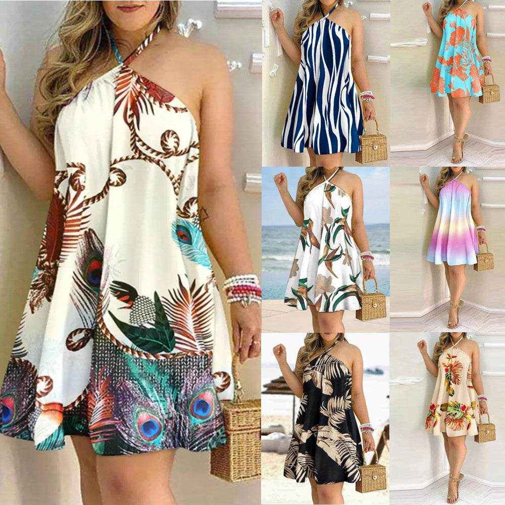 Printed Off-Shoulder Dress shown front-on on model — Fifi London Summer collection