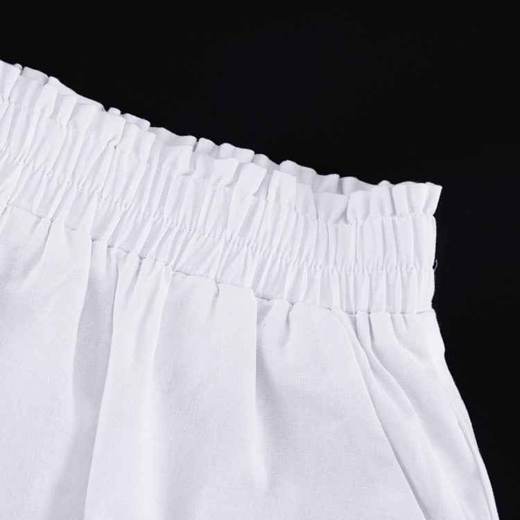 White Ruffled Linen-Blend Two-Piece Co-ord Set