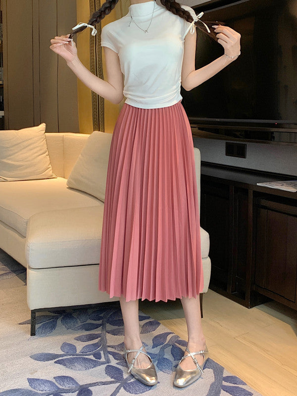 High waist pleated skirt