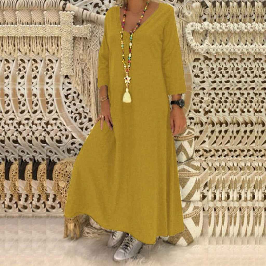 V-neck long sleeve dress