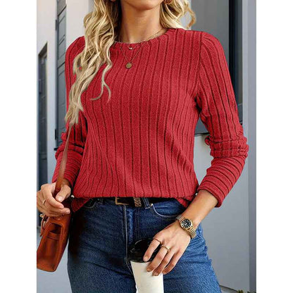 Women’s Long Sleeve Knit Cardigan shown front-on on model — Fifi London Autumn collection
