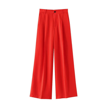 Women’s Casual Draped Pants shown front-on on model — Fifi London Summer collection