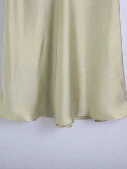 High Waisted Silk Satin Midi Skirt