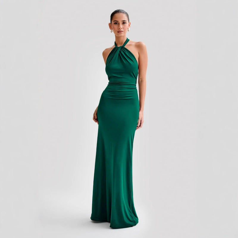 Elegant Bodycon Halter Maxi Dress – Backless Slim Fit - FIFI LONDON