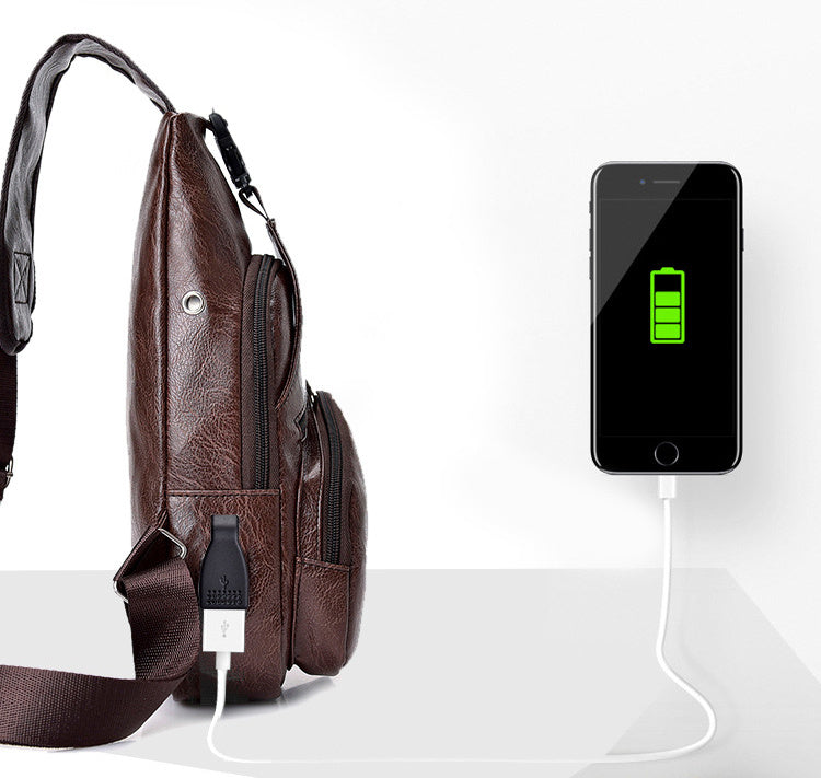 Male chest bag with USB port
