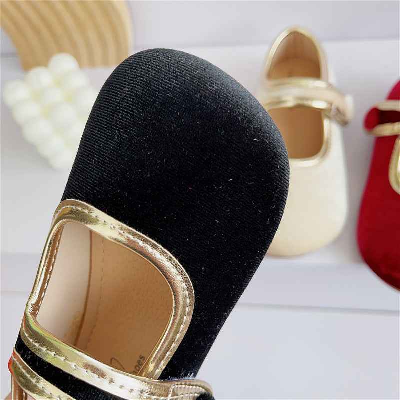 Children's Retro Shoes Red Velvet Girls' Shoes