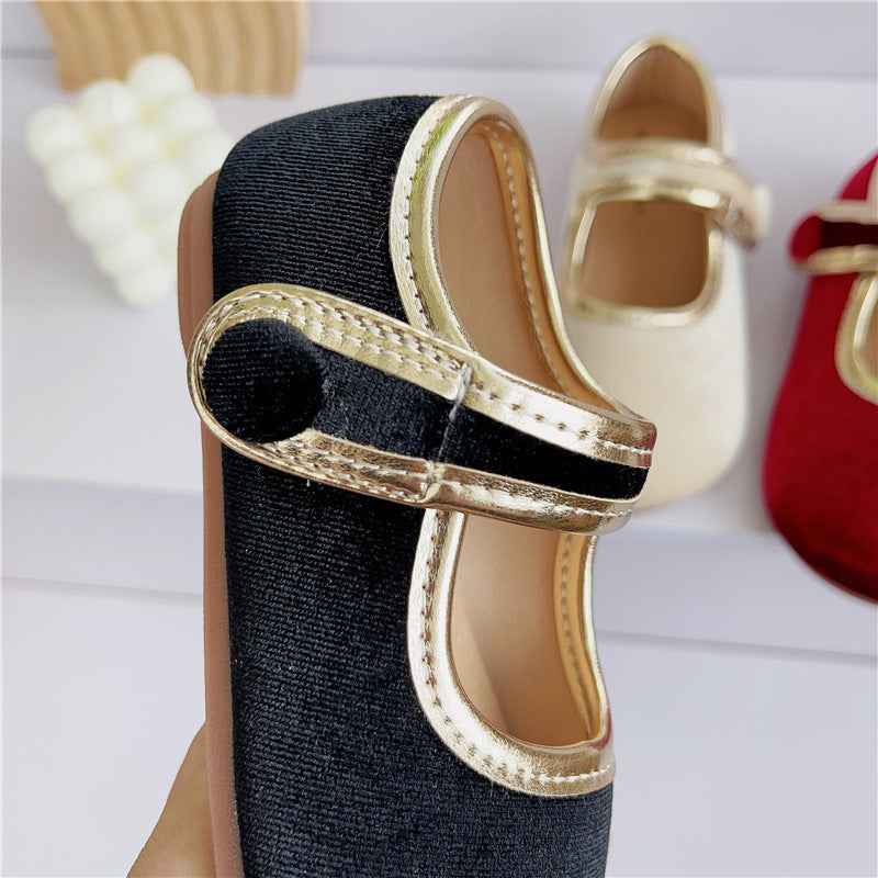 Children's Retro Shoes Red Velvet Girls' Shoes