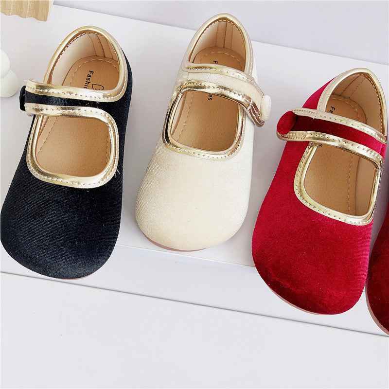 Children's Retro Shoes Red Velvet Girls' Shoes