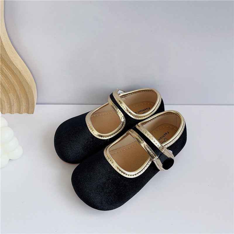Children's Retro Shoes Red Velvet Girls' Shoes