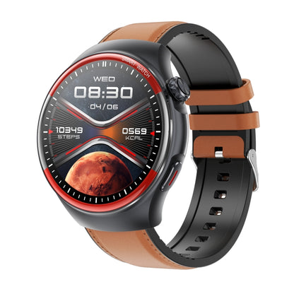 T82 1.43 inch Round Screen BT Call Smart Watch, Heart Rate / Blood Pressure / Blood Oxygen / Sleep / Blood Sugar / HRV / Metope / SOS, Silicone Black, Silicone Red, Silicone Blue, Leather Brown, Leather Black, Stainless Steel Black - FIFI LONDON