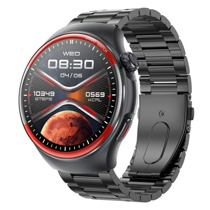 T82 1.43 inch Round Screen BT Call Smart Watch, Heart Rate / Blood Pressure / Blood Oxygen / Sleep / Blood Sugar / HRV / Metope / SOS, Silicone Black, Silicone Red, Silicone Blue, Leather Brown, Leather Black, Stainless Steel Black - FIFI LONDON