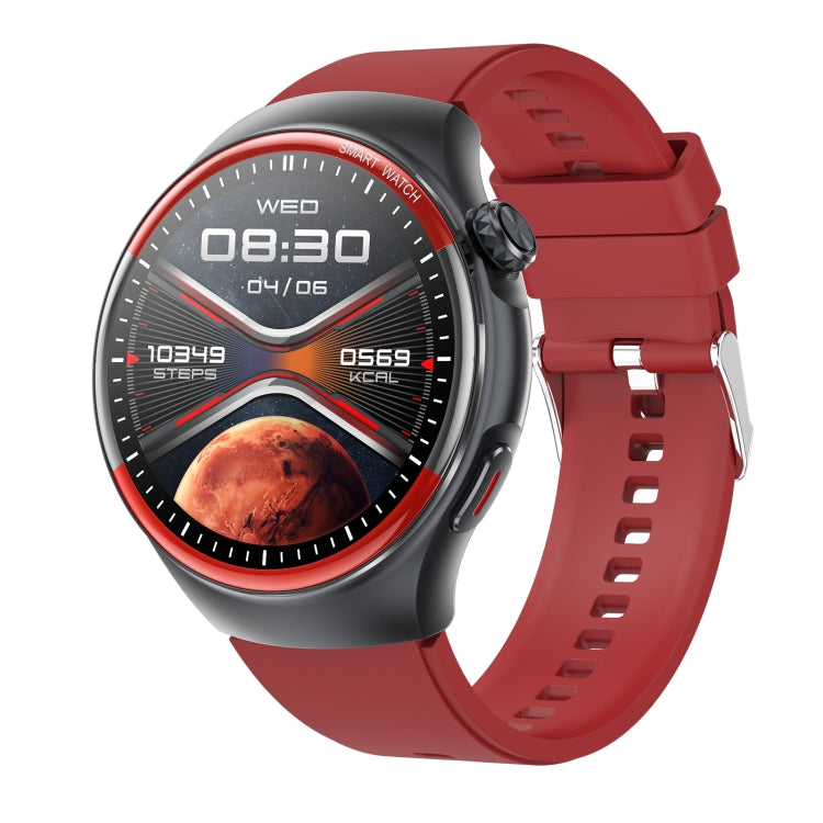 T82 1.43 inch Round Screen BT Call Smart Watch, Heart Rate / Blood Pressure / Blood Oxygen / Sleep / Blood Sugar / HRV / Metope / SOS, Silicone Black, Silicone Red, Silicone Blue, Leather Brown, Leather Black, Stainless Steel Black - FIFI LONDON