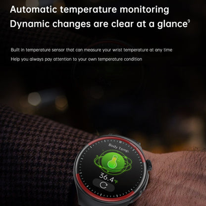 T82 1.43 inch Round Screen BT Call Smart Watch, Heart Rate / Blood Pressure / Blood Oxygen / Sleep / Blood Sugar / HRV / Metope / SOS, Silicone Black, Silicone Red, Silicone Blue, Leather Brown, Leather Black, Stainless Steel Black - FIFI LONDON