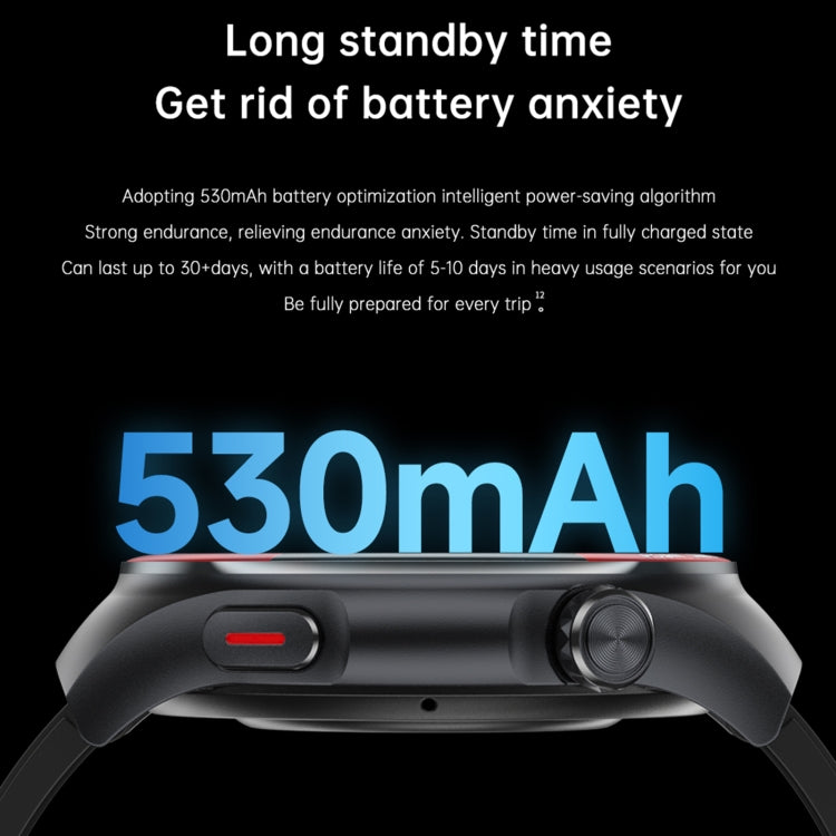T82 1.43 inch Round Screen BT Call Smart Watch, Heart Rate / Blood Pressure / Blood Oxygen / Sleep / Blood Sugar / HRV / Metope / SOS, Silicone Black, Silicone Red, Silicone Blue, Leather Brown, Leather Black, Stainless Steel Black - FIFI LONDON