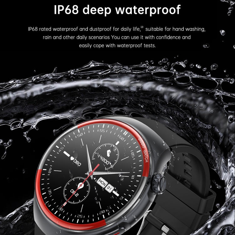 T82 1.43 inch Round Screen BT Call Smart Watch, Heart Rate / Blood Pressure / Blood Oxygen / Sleep / Blood Sugar / HRV / Metope / SOS, Silicone Black, Silicone Red, Silicone Blue, Leather Brown, Leather Black, Stainless Steel Black - FIFI LONDON