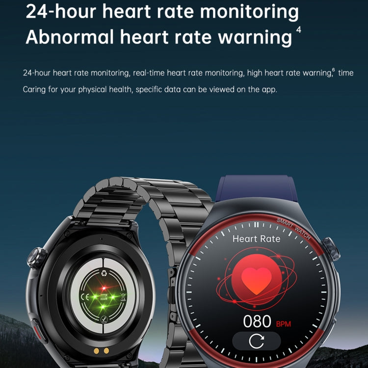 T82 1.43 inch Round Screen BT Call Smart Watch, Heart Rate / Blood Pressure / Blood Oxygen / Sleep / Blood Sugar / HRV / Metope / SOS, Silicone Black, Silicone Red, Silicone Blue, Leather Brown, Leather Black, Stainless Steel Black - FIFI LONDON