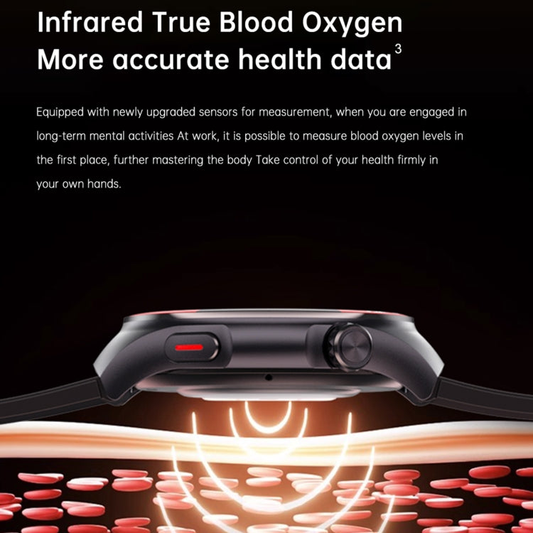 T82 1.43 inch Round Screen BT Call Smart Watch, Heart Rate / Blood Pressure / Blood Oxygen / Sleep / Blood Sugar / HRV / Metope / SOS, Silicone Black, Silicone Red, Silicone Blue, Leather Brown, Leather Black, Stainless Steel Black