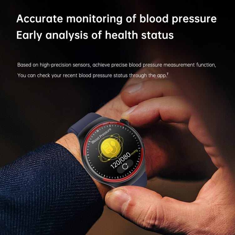 T82 1.43 inch Round Screen BT Call Smart Watch, Heart Rate / Blood Pressure / Blood Oxygen / Sleep / Blood Sugar / HRV / Metope / SOS, Silicone Black, Silicone Red, Silicone Blue, Leather Brown, Leather Black, Stainless Steel Black - FIFI LONDON