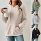 Fashion Drawstring Long-Sleeved Hoodie, Hooded Sweatshirt with Pockets, Solid Sunken Stripe Hoodie, Knitwear for Women, Stylish Hooded Knitwear, Long-Sleeved Women&