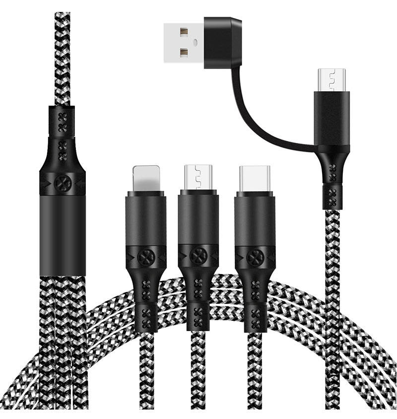 5-in-1 charging cable

multi charger cable

fast charging cable

USB-C Lightning Micro USB cable

one for three data cable

all-in-one charging solution


