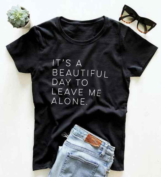 Trendy casual graphic text shirt