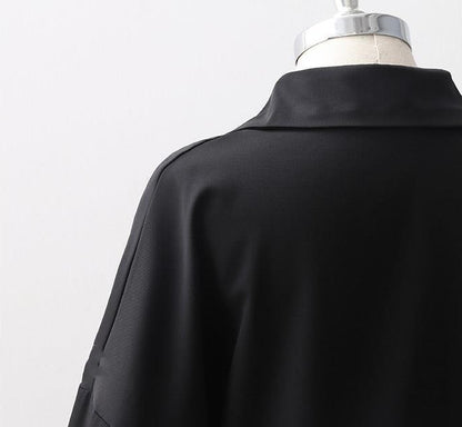 Women's Loose Long Sleeve Lapel Shirt shown front-on on mannequin — white solid colour, button front, voluminous sleeves — Fifi London Autumn collection
