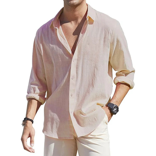 Men's linen cardigan shirt