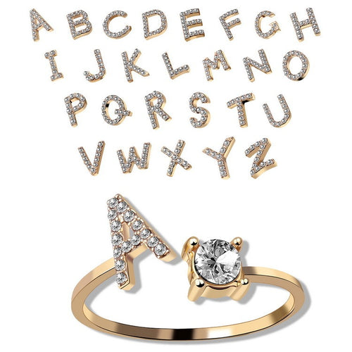 New Design Adjustable 26 Initial Letter Ring Fashion Jewelry For Women Simple Elegant Jewelry - FIFI LONDON