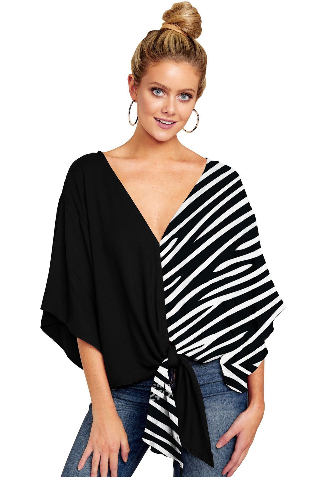 Oversized V-neck women's blouse
