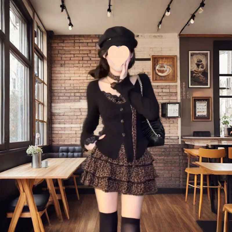 Top Pattern Skirt Two-piece Suit Pure Hot Girl Suit For Women