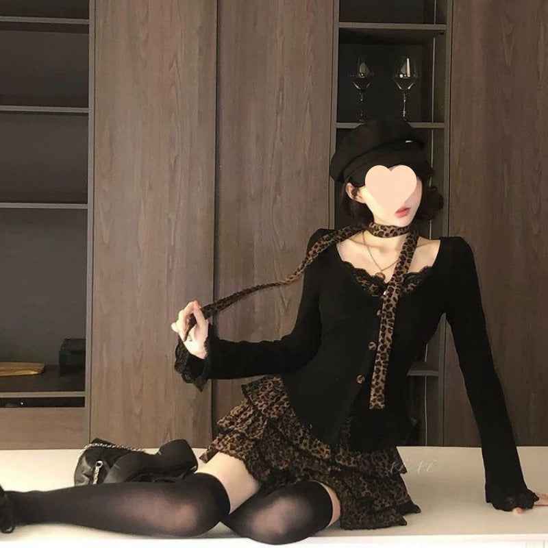Top Pattern Skirt Two-piece Suit Pure Hot Girl Suit For Women
