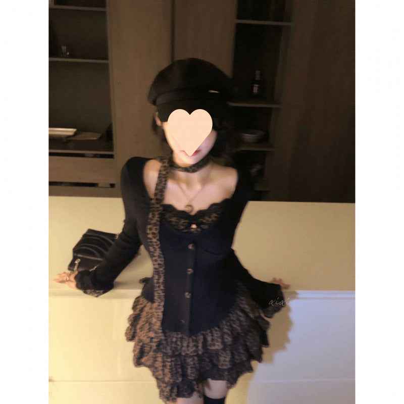 Top Pattern Skirt Two-piece Suit Pure Hot Girl Suit For Women