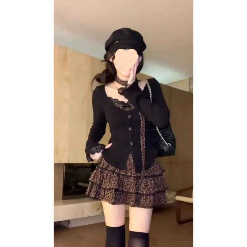 Top Pattern Skirt Two-piece Suit Pure Hot Girl Suit For Women