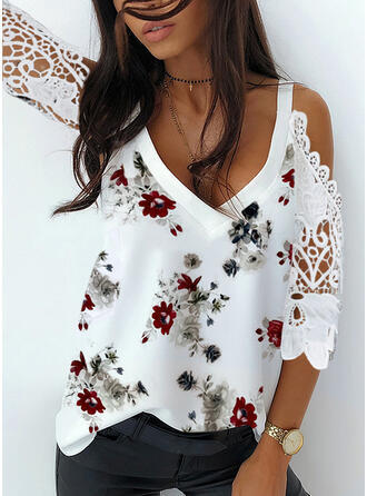 Trendy lace off-shoulder shirt
