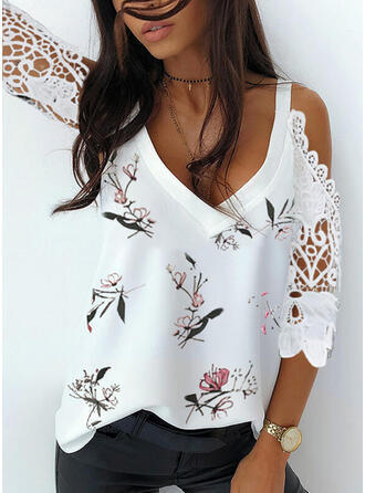 Trendy lace off-shoulder shirt