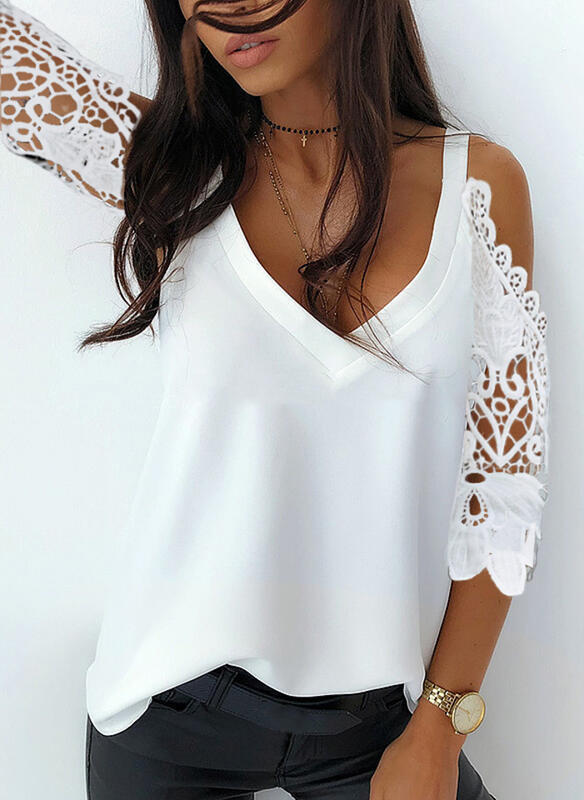 Trendy lace off-shoulder shirt