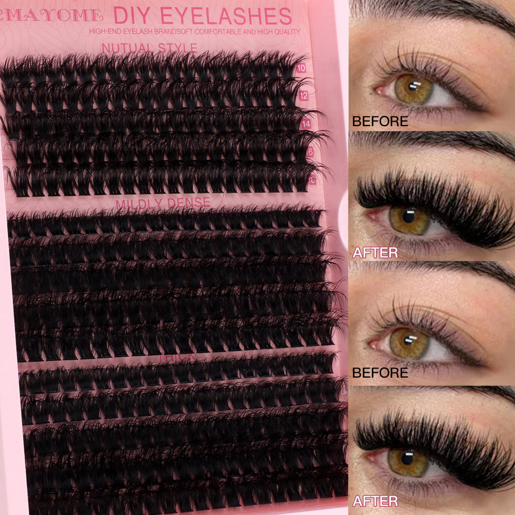 cluster lash extensions
segment lash kit
at-home lash extension
single cluster lashes
easy lash application
natural look falsies