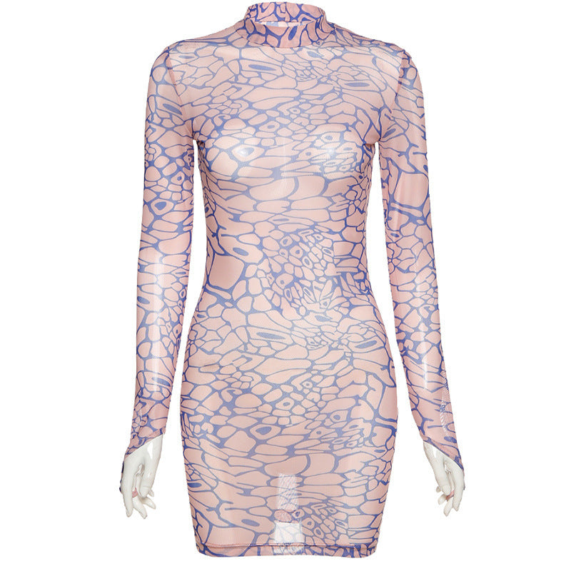 Trendy printed bodycon dress