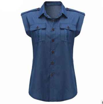 Blue retro style denim top