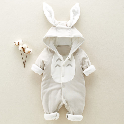 The new cotton padded cotton baby romper thickened chinchilla hooded cotton baby Onesies newborn go climbing clothes - FIFI LONDON