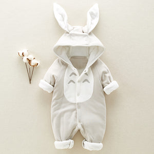 The new cotton padded cotton baby romper thickened chinchilla hooded cotton baby Onesies newborn go climbing clothes - FIFI LONDON