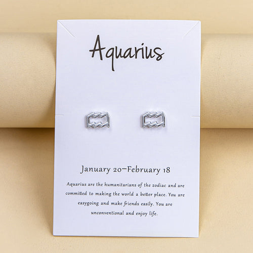 Twelve Constellation Earrings Gold And Silver 12 Zodiac - FIFI LONDON