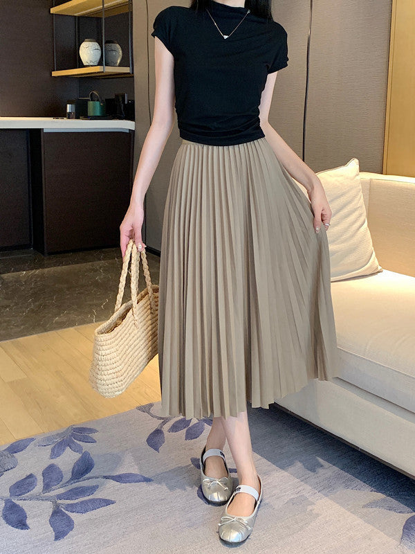 High waist pleated skirt