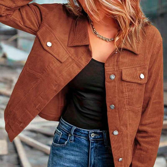 Casual long-sleeve corduroy coat 