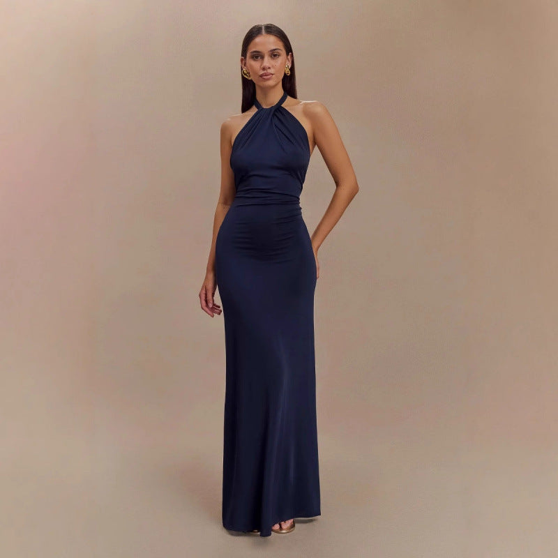 Elegant Bodycon Halter Maxi Dress – Backless Slim Fit - FIFI LONDON