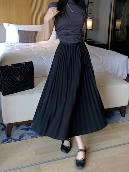 High waist pleated skirt